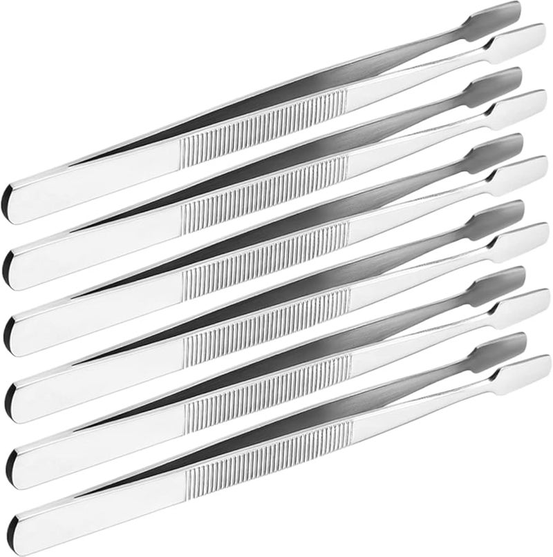 Stainless Steel Eyelash Extension Tweezers 6PCS Ergonomic Non Magnetic Durable Grip - Image 1